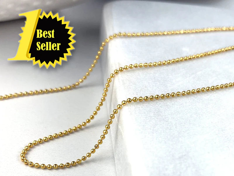 Chain Dots Ball Link 1mm 16" 18" - 18k Gold Filled