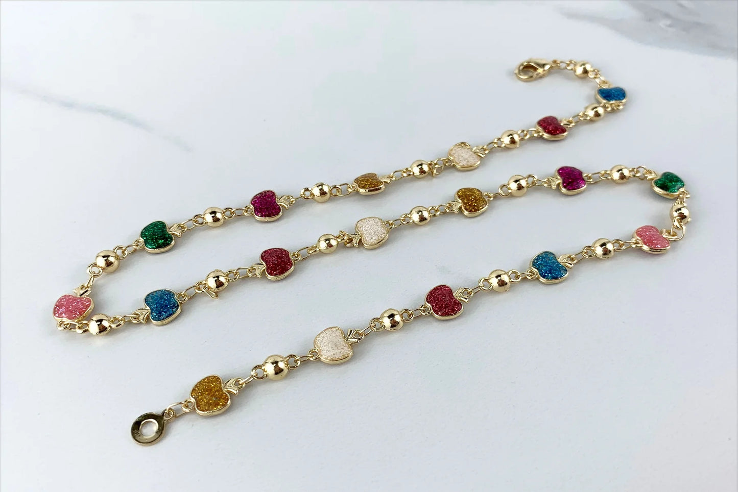 Necklace Beaded Colorful Sparkle Apple 18" - 18k Gold Filled. Bundle and Save. FREE SHIPPING on orders of $100 and over. Sam's Jewelry World USA.