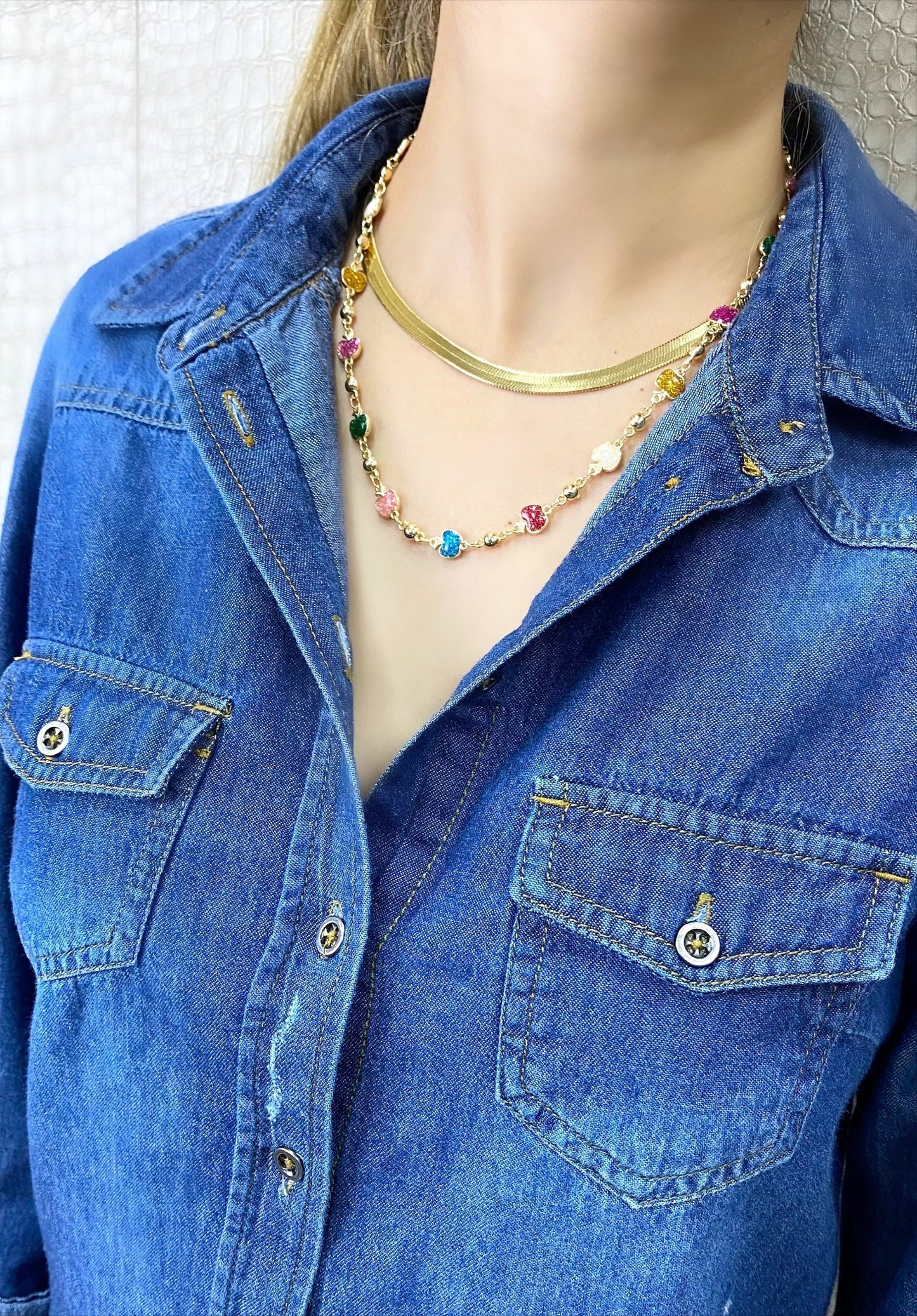 Necklace Beaded Colorful Sparkle Apple 18" - 18k Gold Filled. Bundle and Save. FREE SHIPPING on orders of $100 and over. Sam's Jewelry World USA.