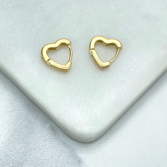 Earrings Colorful Cubic Zirconia Heart Huggie Shape. 18k Gold Filled