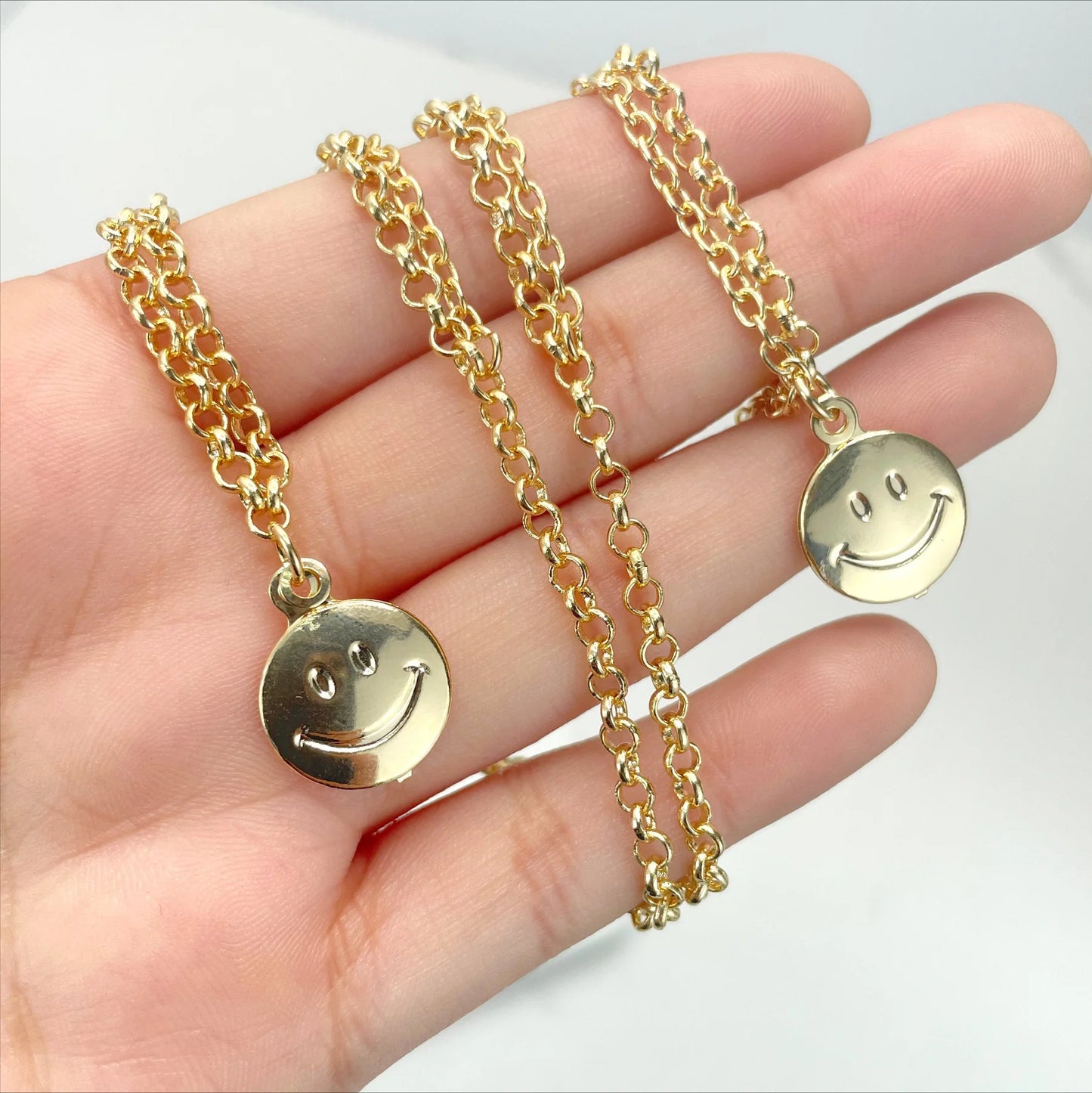 Necklace Double Chain Happy Face 18k Gold Filled. Bundle and Save. FREE SHIPPING on orders of $100 and over. Sam's Jewelry World USA.