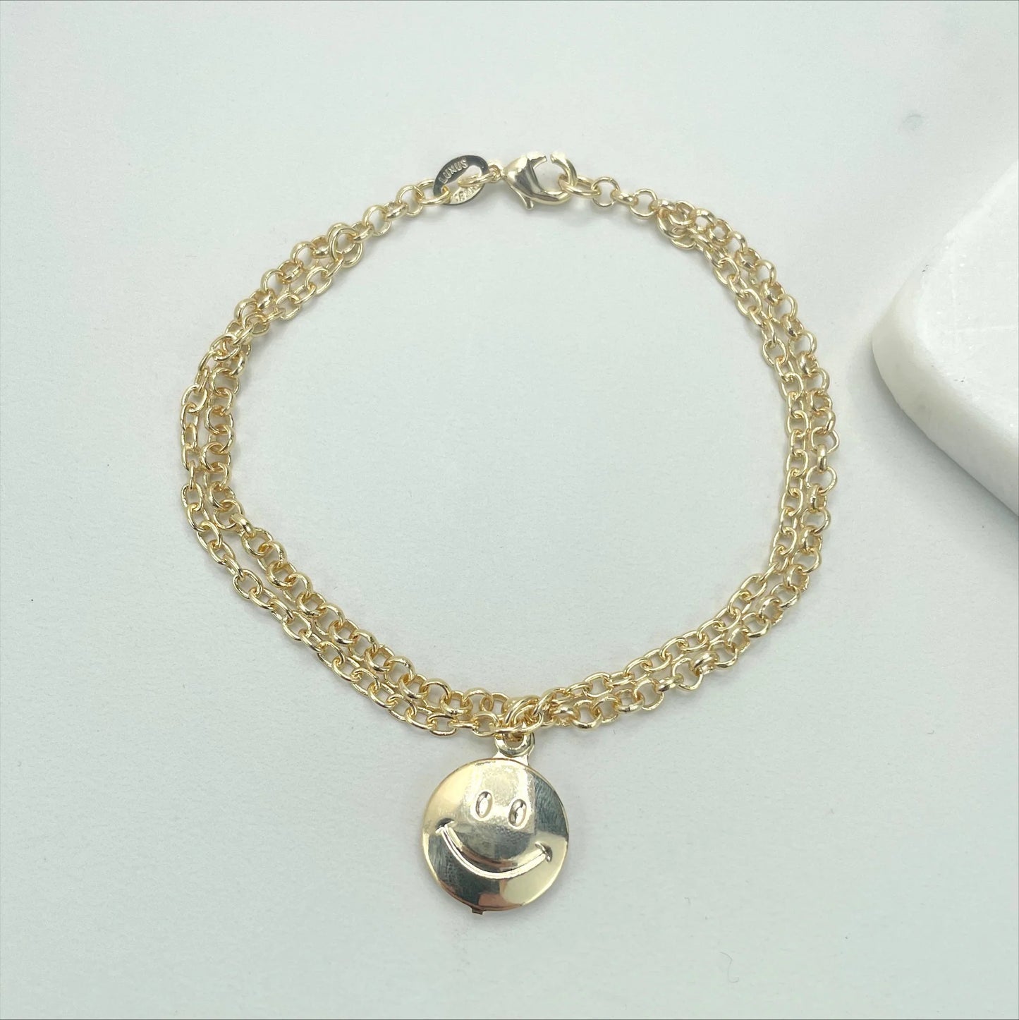 Necklace Double Chain Happy Face 18k Gold Filled. Bundle and Save. FREE SHIPPING on orders of $100 and over. Sam's Jewelry World USA.
