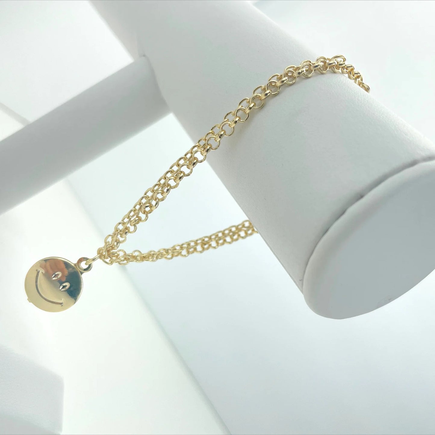 Necklace Double Chain Happy Face 18k Gold Filled. Bundle and Save. FREE SHIPPING on orders of $100 and over. Sam's Jewelry World USA.
