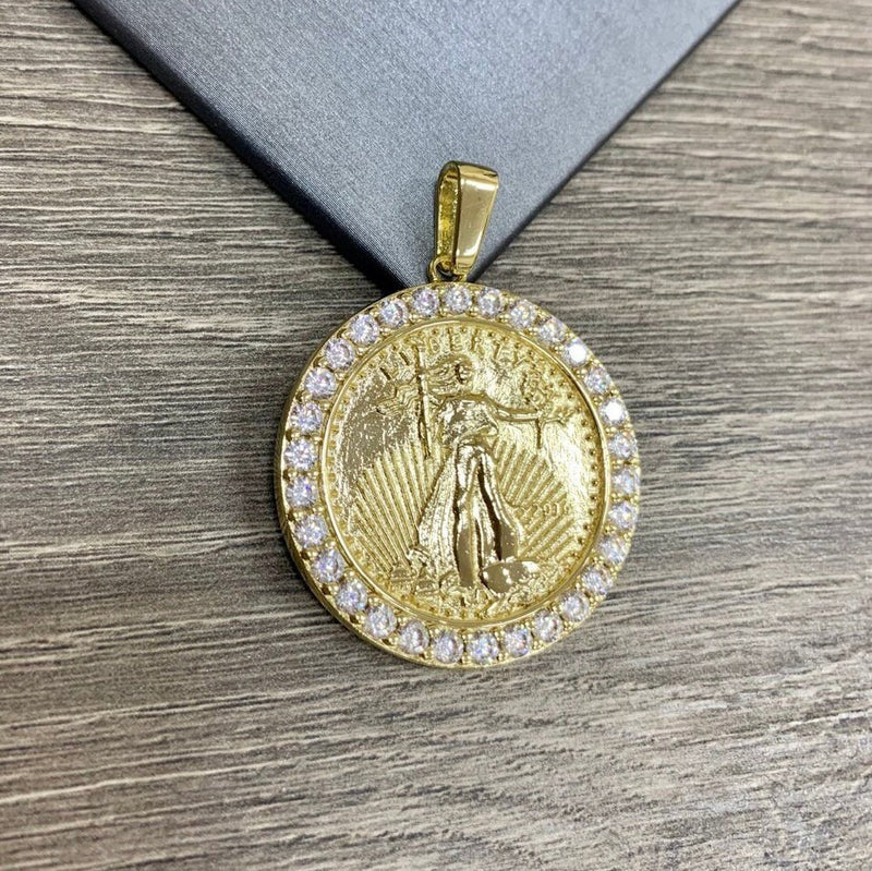 Pendant with Stones Lady Liberty Coin with Cubic Zirconia 18k Gold Filled. Bundle and Save. FREE SHIPPING on orders of $100 and over. Sam's Jewelry World USA.