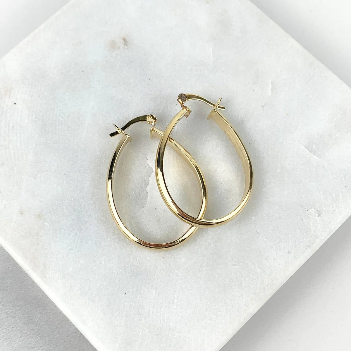 Earrings Oval Hoop 18k Gold Filled