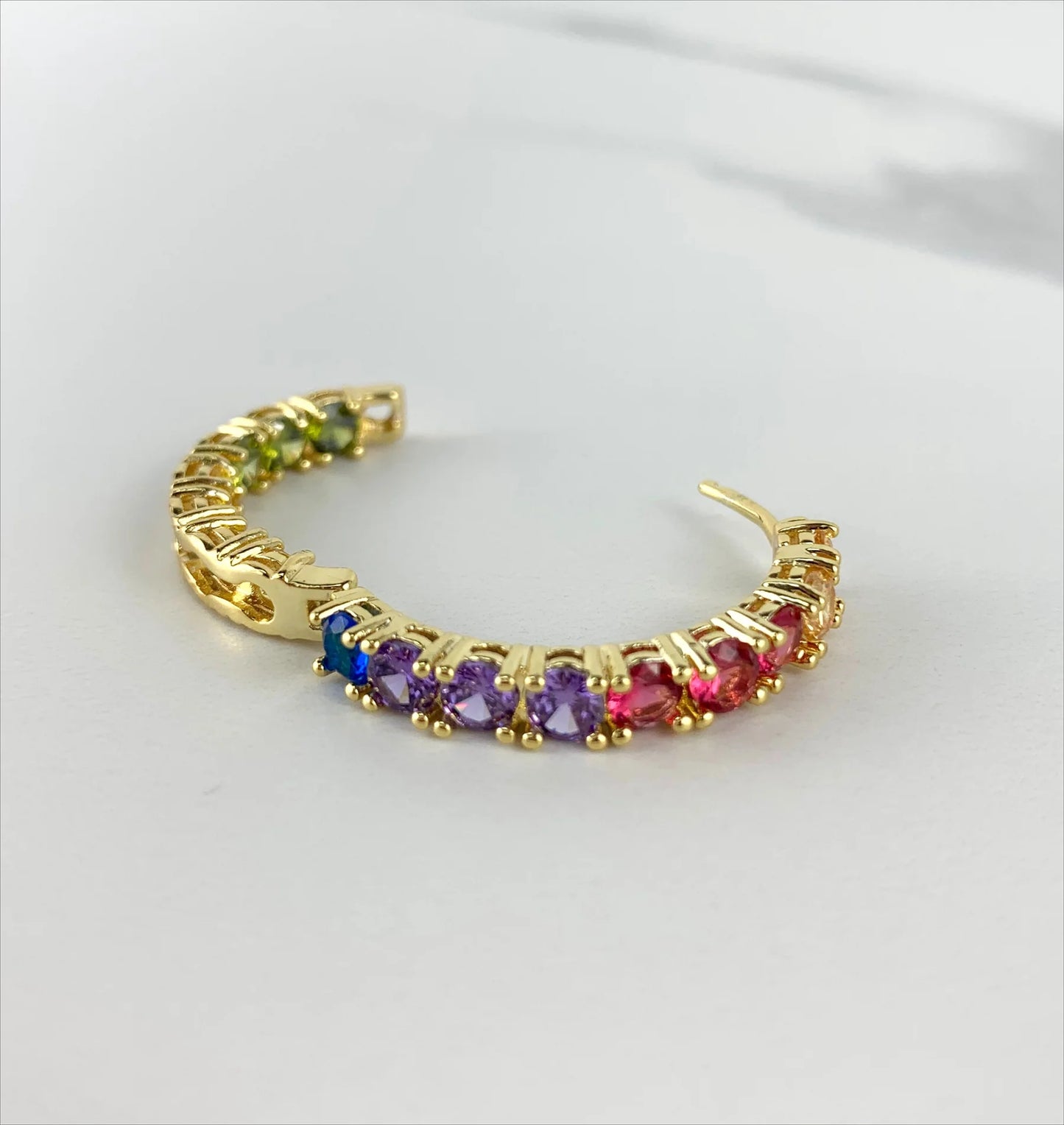 Earrings or Set, Rainbow Cubic Zirconia. 18k Gold Filled