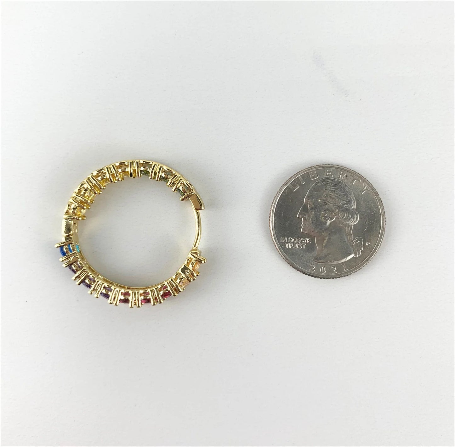 Earrings or Set, Rainbow Cubic Zirconia. 18k Gold Filled
