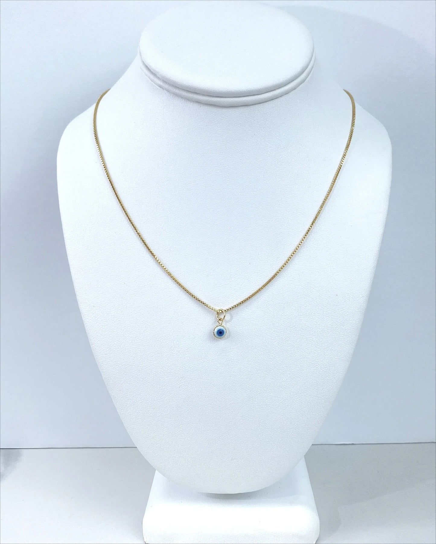 Chain and Pendant Set. Box Link Chain with Greek Eye Pendant 18k Gold Filled. FREE SHIPPING on orders of $100 and over. Sam's Jewelry World USA.