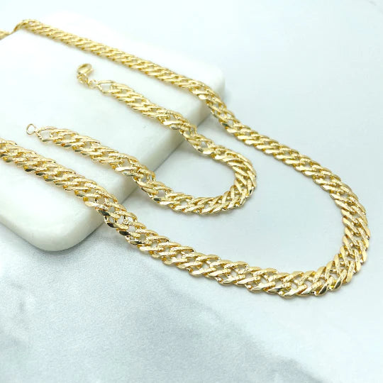 Chain or Bracelet Double Layered Cuban Link with Diamond Cut 8mm 18k Gold Filled. Bundle and Save. FREE SHIPPING on orders of $100 and over. Sam's Jewelry World USA.