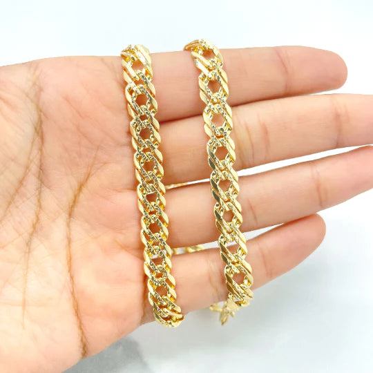 Chain or Bracelet Double Layered Cuban Link with Diamond Cut 8mm 18k Gold Filled. Bundle and Save. FREE SHIPPING on orders of $100 and over. Sam's Jewelry World USA.