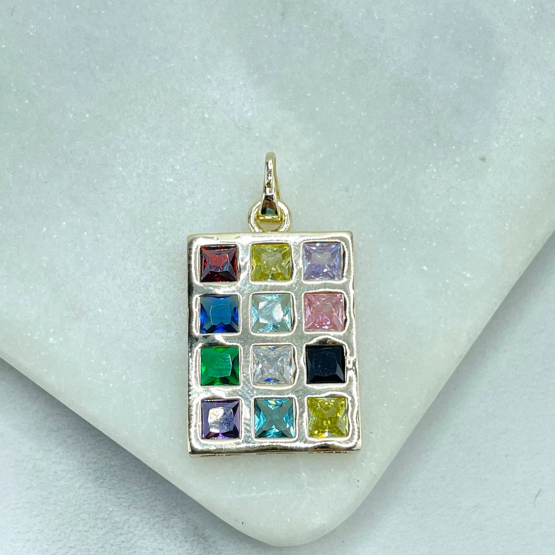 Pendant 12 Tribes of Israel Multi Color Stones on Square Pendant 18K Gold Filled. Bundle and Save. FREE SHIPPING on orders of $100 and over. Sam's Jewelry World USA.