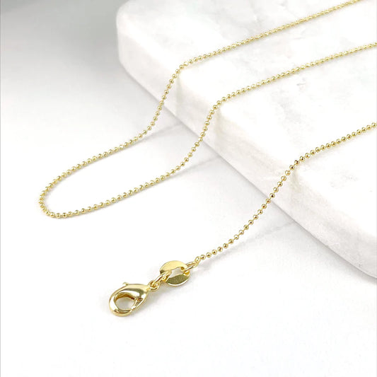 Chain Bead Ball Link 1mm 16" or 18" 18k Gold Filled. Bundle and Save. FREE SHIPPING on orders of $100 and over.  Sam's Jewelry World USA.