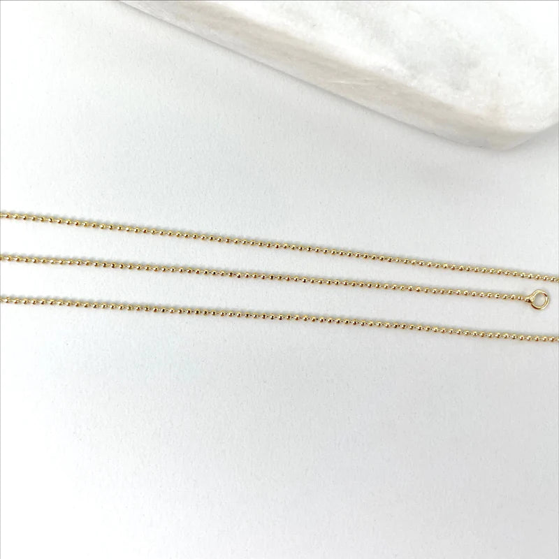 Chain Bead Ball Link 1mm 16" or 18" 18k Gold Filled. Bundle and Save. FREE SHIPPING on orders of $100 and over.  Sam's Jewelry World USA.
