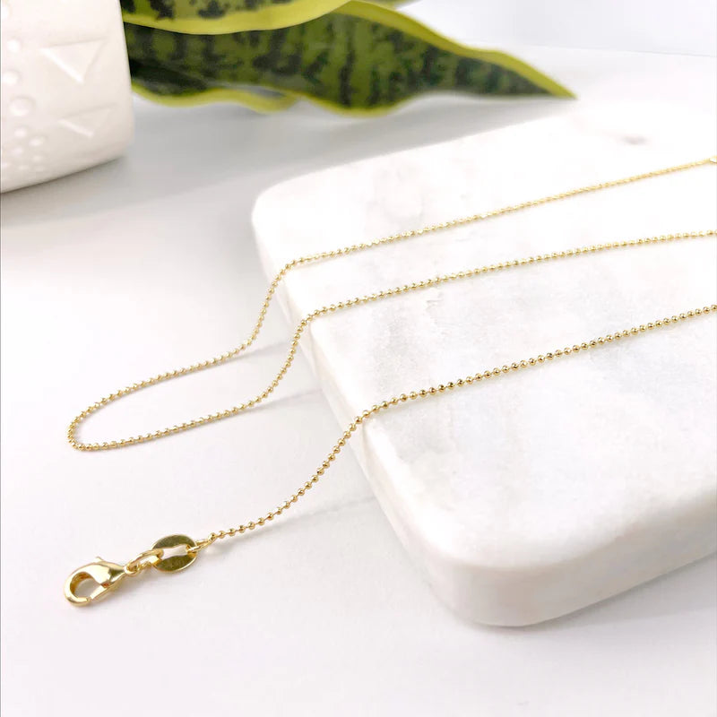Chain Bead Ball Link 1mm 16" or 18" 18k Gold Filled. Bundle and Save. FREE SHIPPING on orders of $100 and over.  Sam's Jewelry World USA.