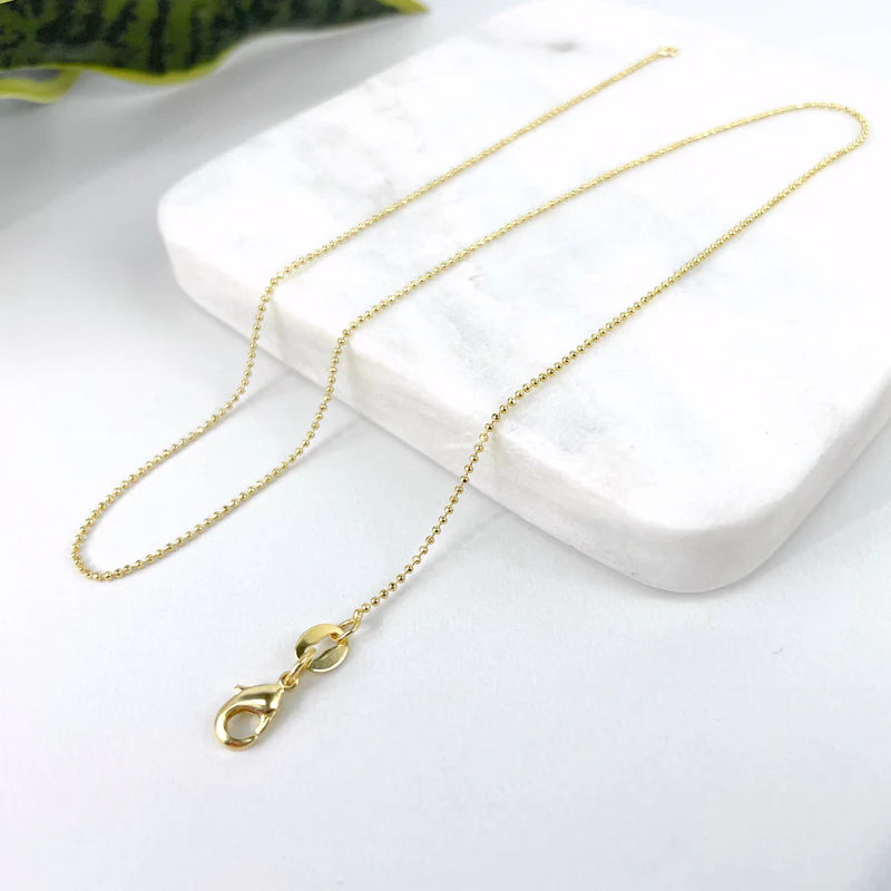 Chain Bead Ball Link 1mm 16" or 18" 18k Gold Filled. Bundle and Save. FREE SHIPPING on orders of $100 and over.  Sam's Jewelry World USA.