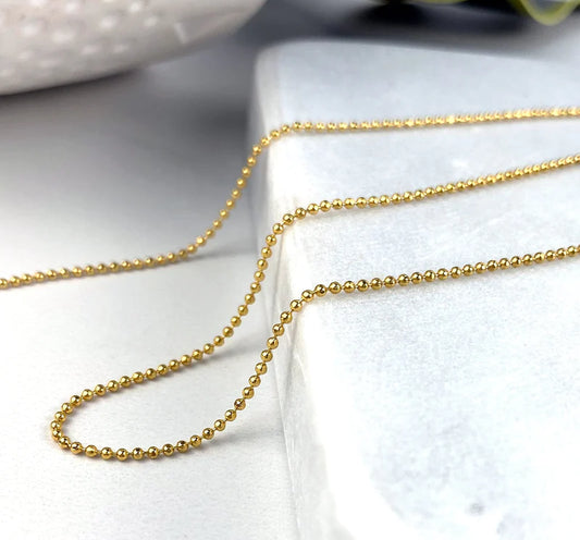 Chain Dots Ball Link 1mm 16" 18" - 18k Gold Filled