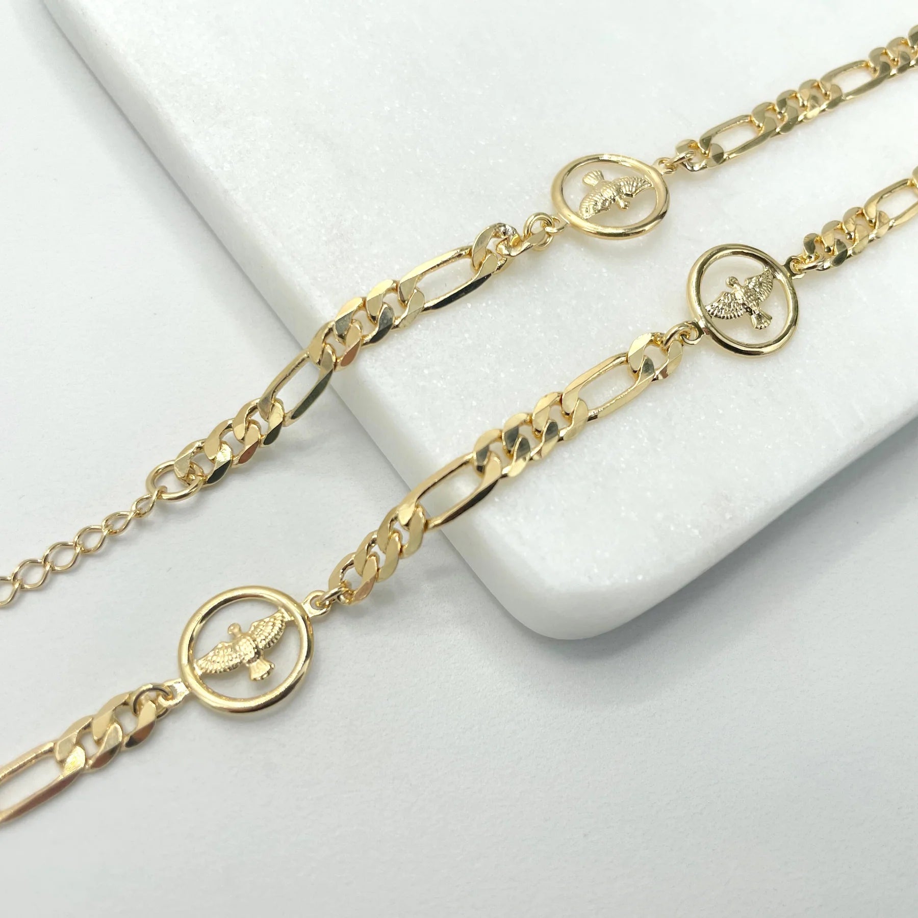 Necklace Figaro Chain Circle Dove 4mm 18k Gold Filled. Bundle and Save. FREE SHIPPING on orders of $100 and over.