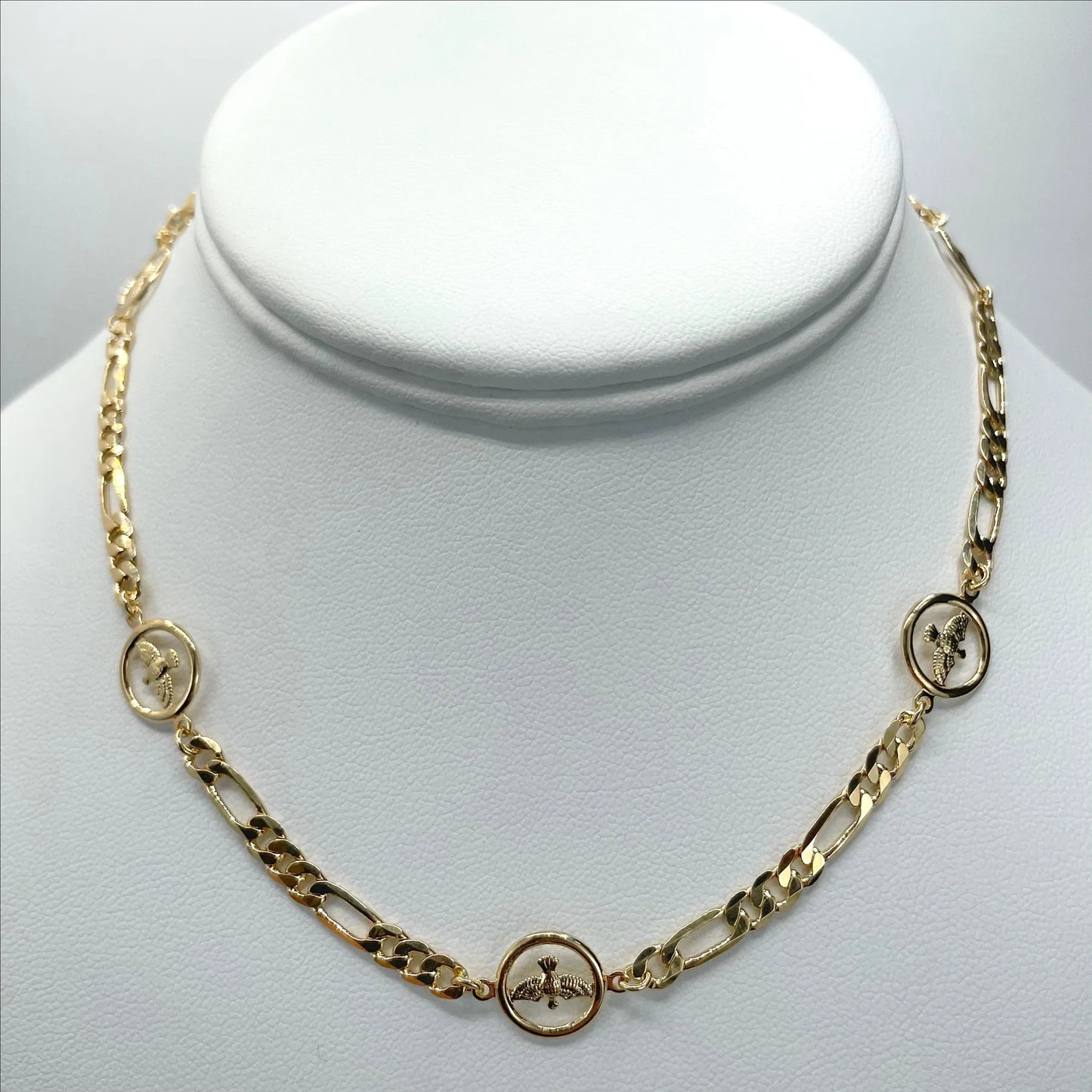 Necklace Figaro Chain Circle Dove 4mm 18k Gold Filled. Bundle and Save. FREE SHIPPING on orders of $100 and over.