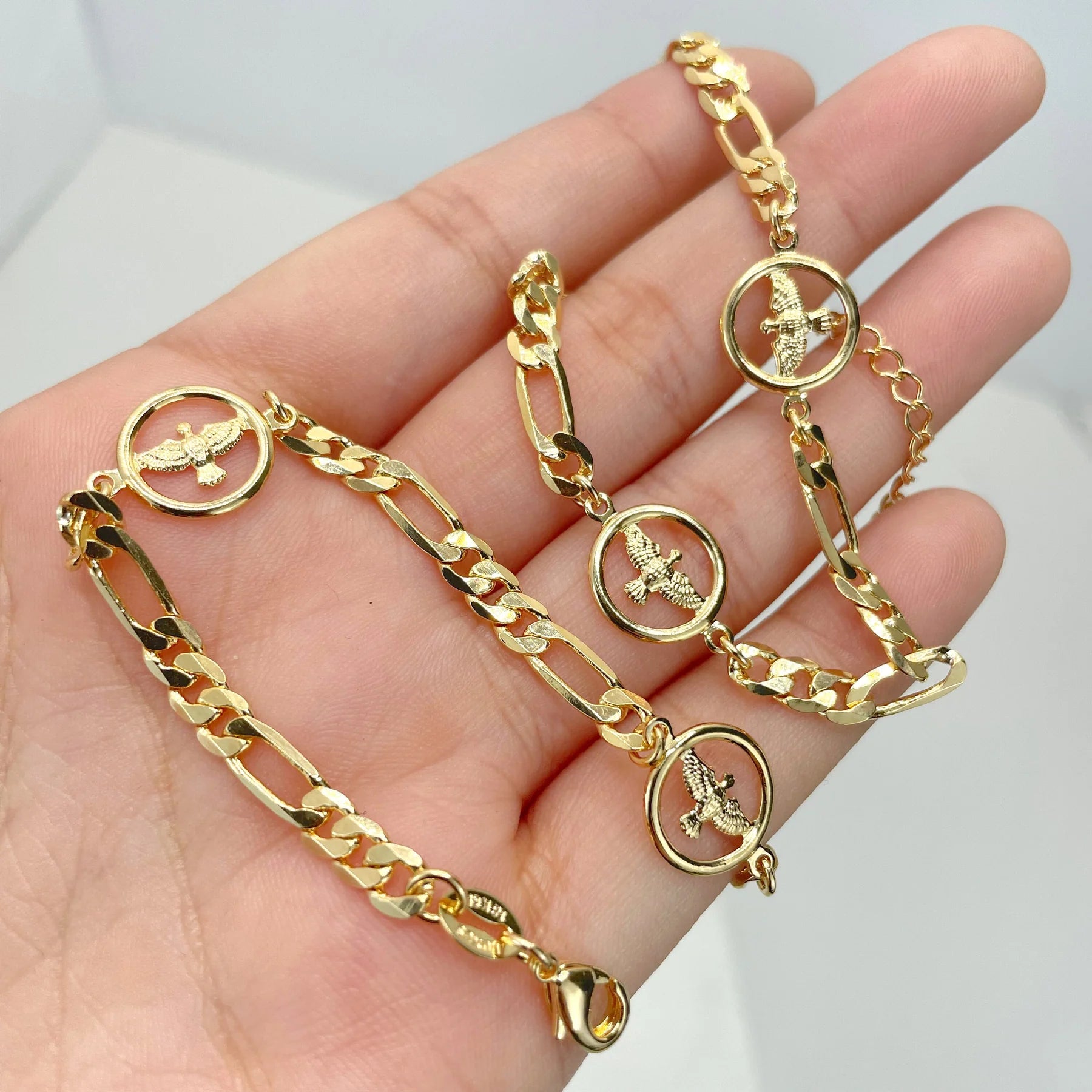 Necklace Figaro Chain Circle Dove 4mm 18k Gold Filled. Bundle and Save. FREE SHIPPING on orders of $100 and over.