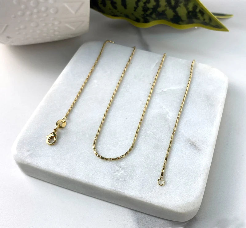 Chain Diamond Cut Round Snake Link 1mm 16" or 18" 18k Gold Filled. FREE SHIPPING on orders of $100 and over. Sam's Jewelry World USA.