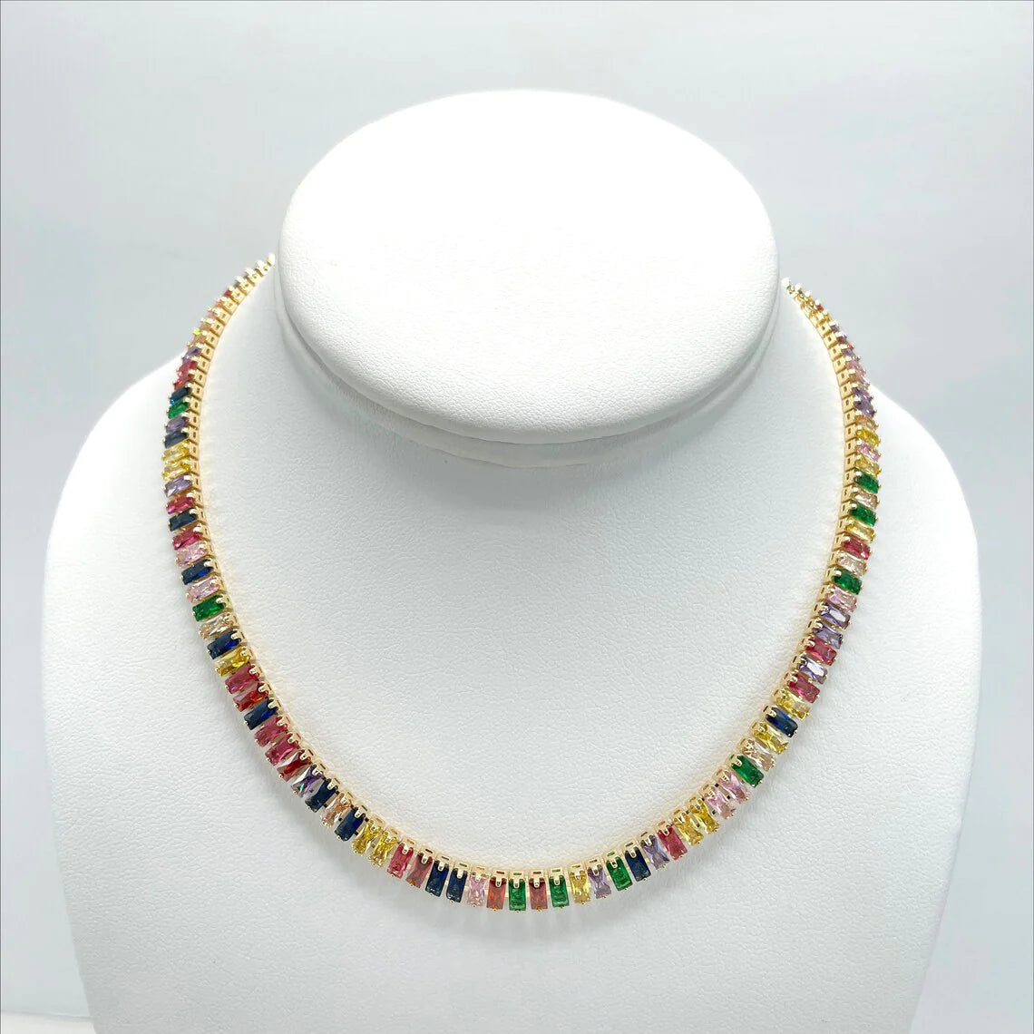 Set Fancy Rainbow Choker or Bracelet 18k Gold Filled