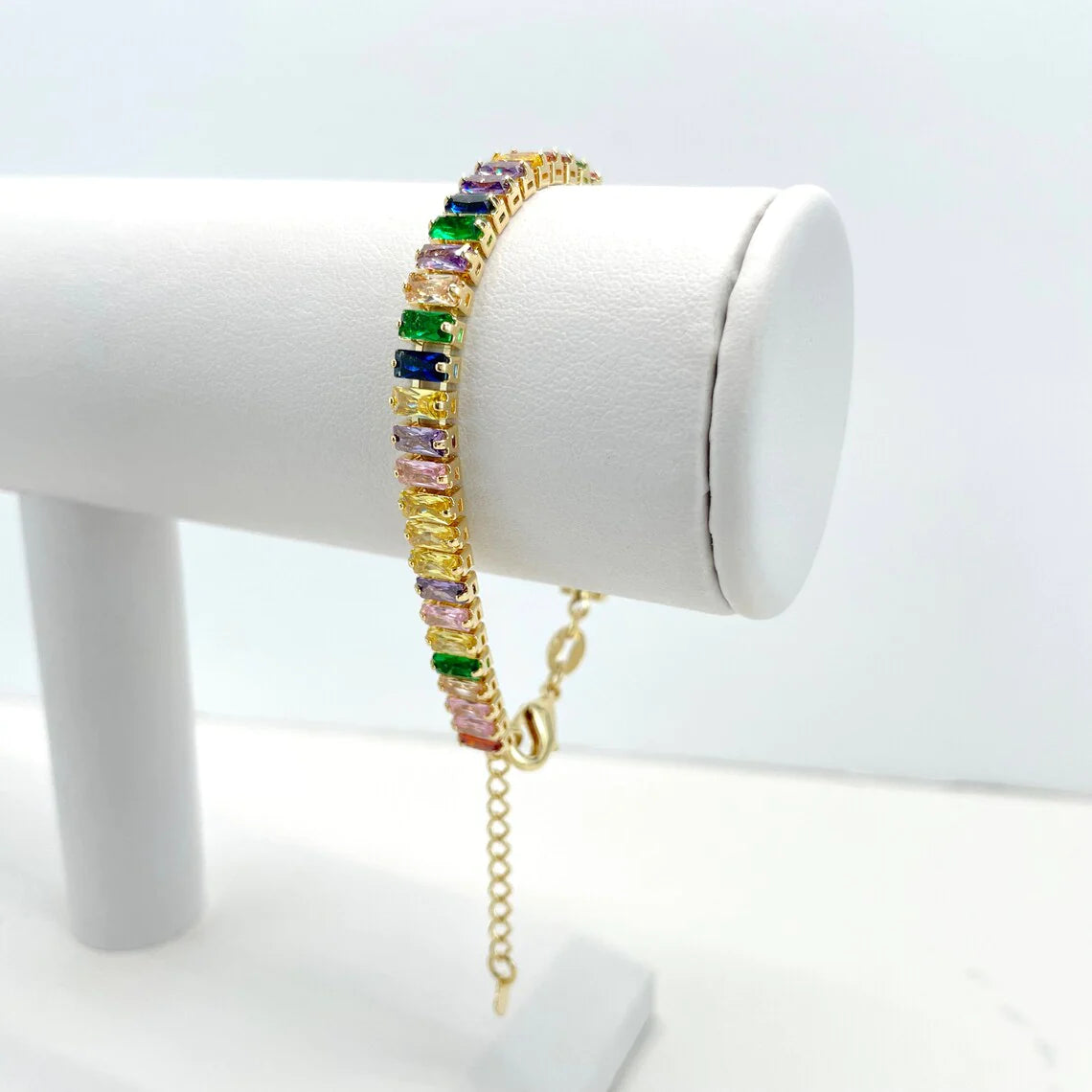 Set Fancy Rainbow Choker or Bracelet 18k Gold Filled