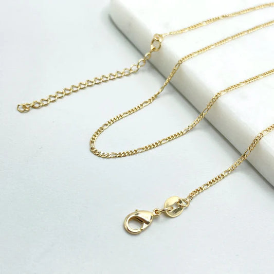 Chain Figaro Link 20" 1mm 18k Gold Filled. Bundle and Save. FREE SHIPPING on orders of $100 and over.  Sam's Jewelry World USA.
