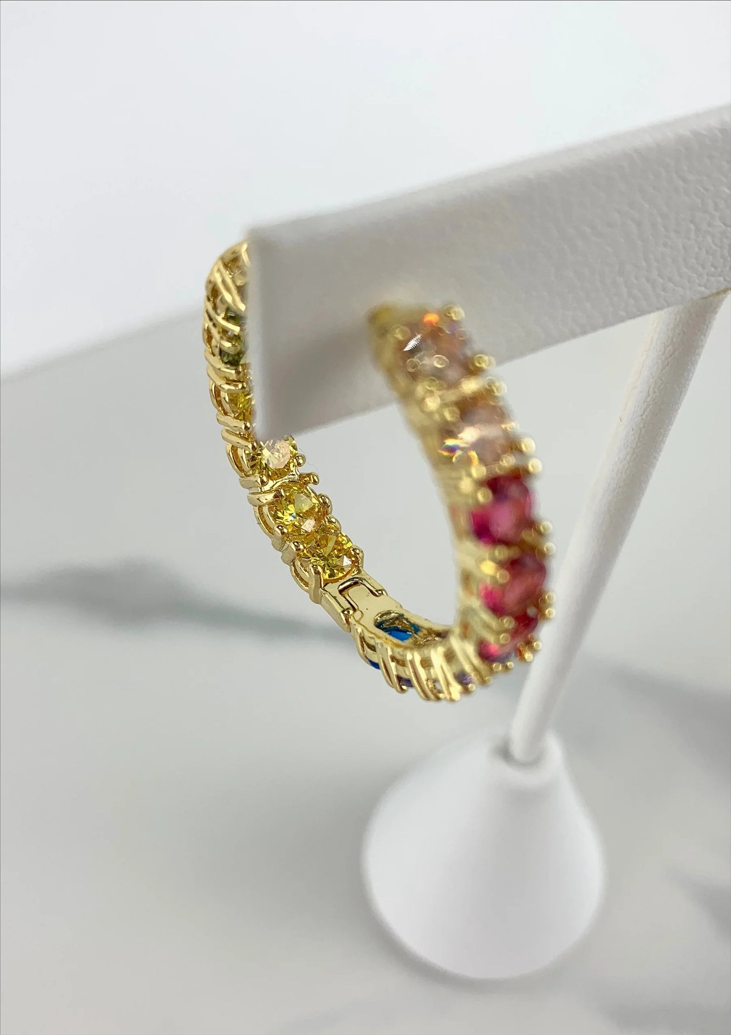Earrings or Set, Rainbow Cubic Zirconia. 18k Gold Filled