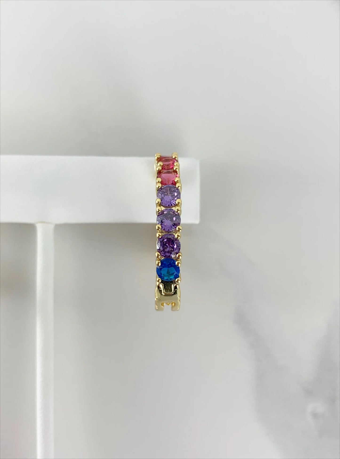 Earrings or Set, Rainbow Cubic Zirconia. 18k Gold Filled