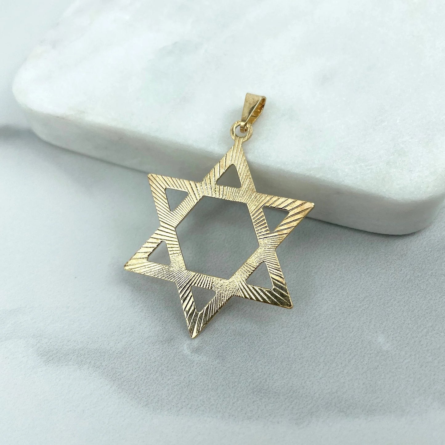 Pendant Texturized Star Of David 18k Gold Filled.  Bundle and Save. FREE SHIPPING on orders of $100 and over.  Sam's Jewelry World USA.