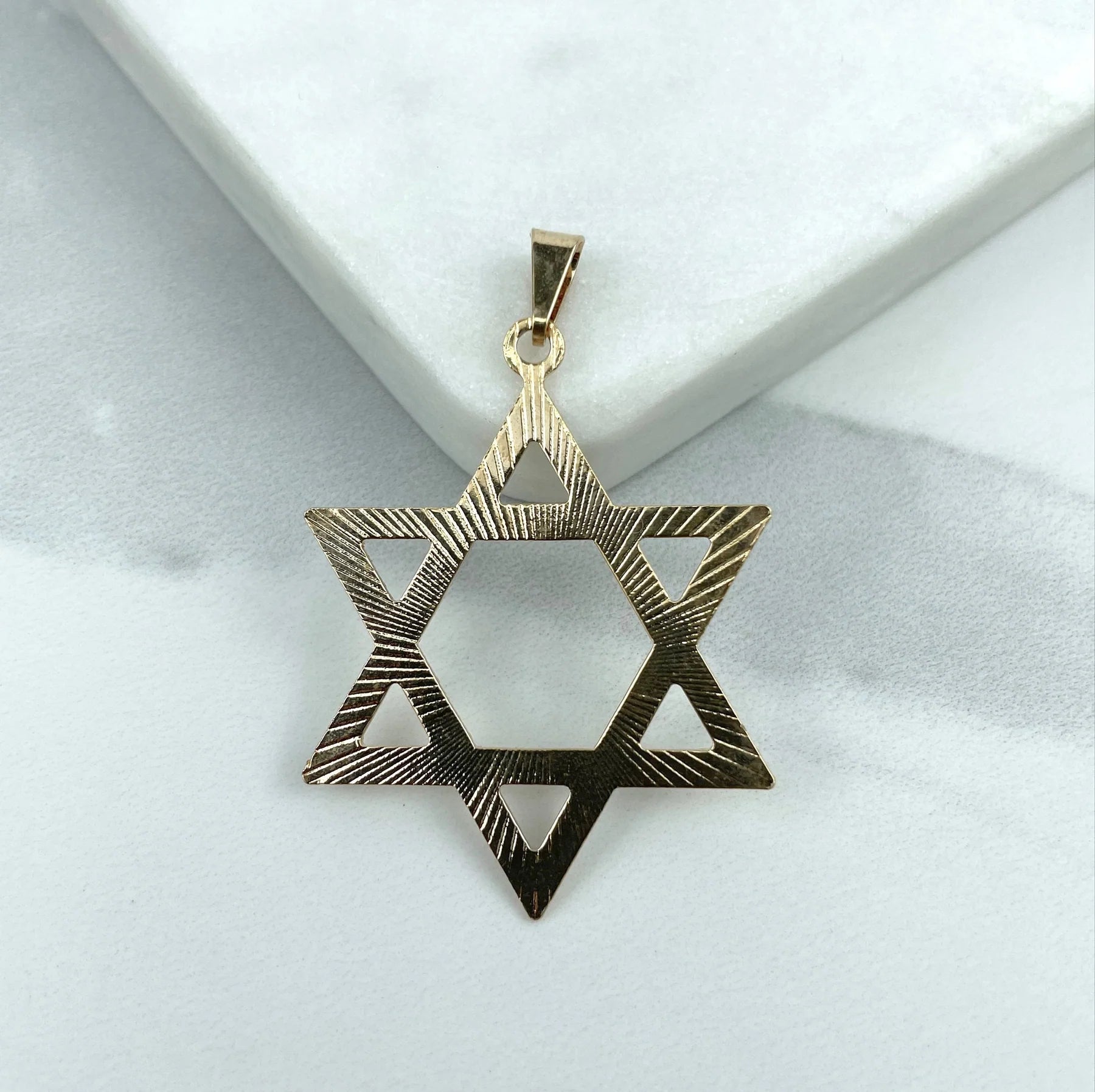 Pendant Texturized Star Of David 18k Gold Filled.  Bundle and Save. FREE SHIPPING on orders of $100 and over.  Sam's Jewelry World USA.