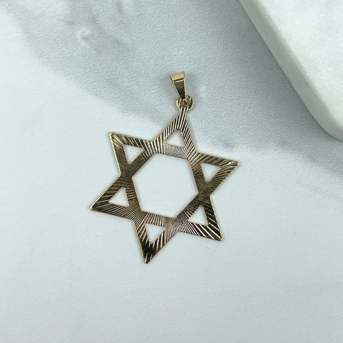 Pendant Texturized Star Of David 18k Gold Filled.  Bundle and Save. FREE SHIPPING on orders of $100 and over.  Sam's Jewelry World USA.