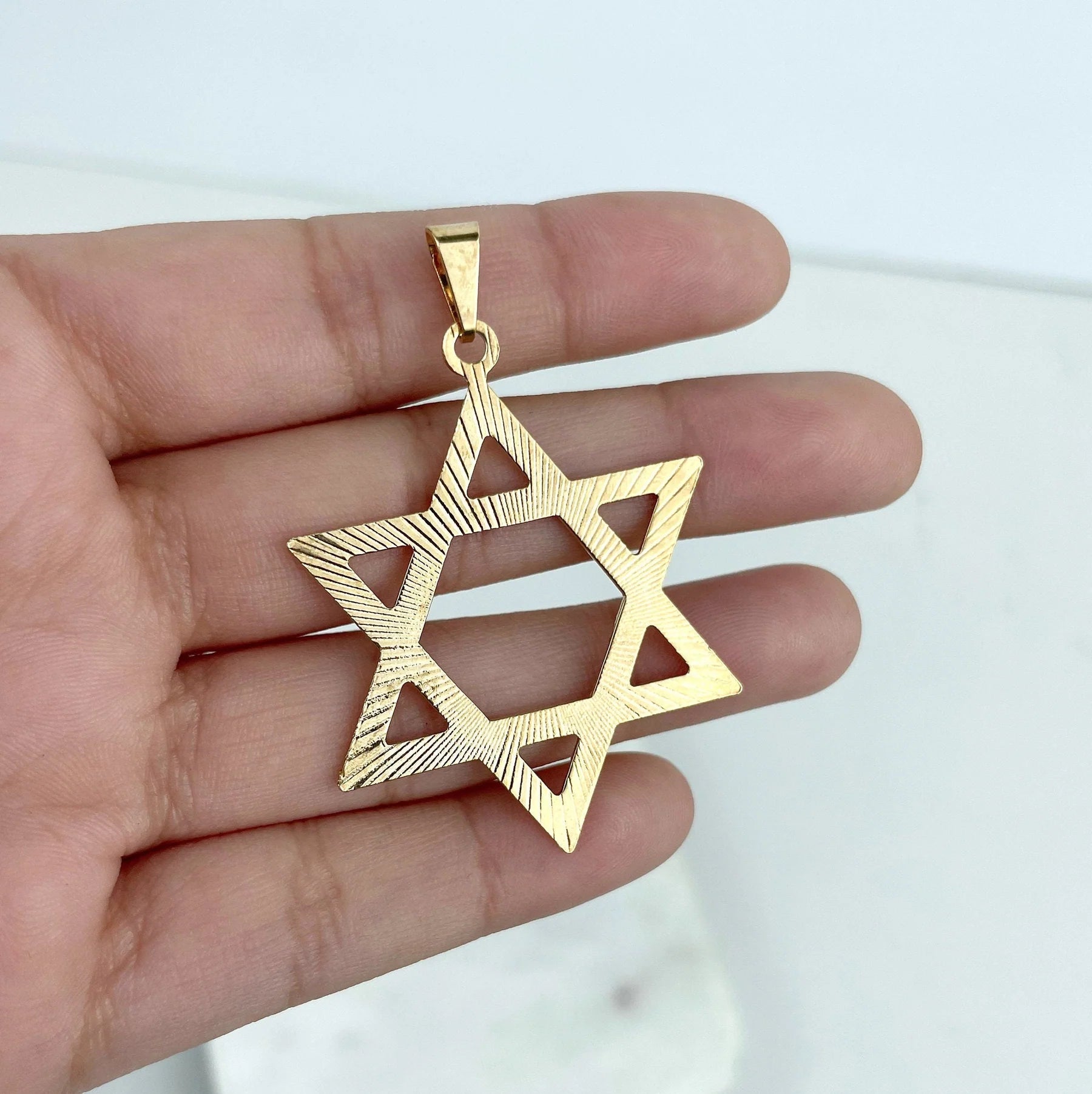 Pendant Texturized Star Of David 18k Gold Filled.  Bundle and Save. FREE SHIPPING on orders of $100 and over.  Sam's Jewelry World USA.