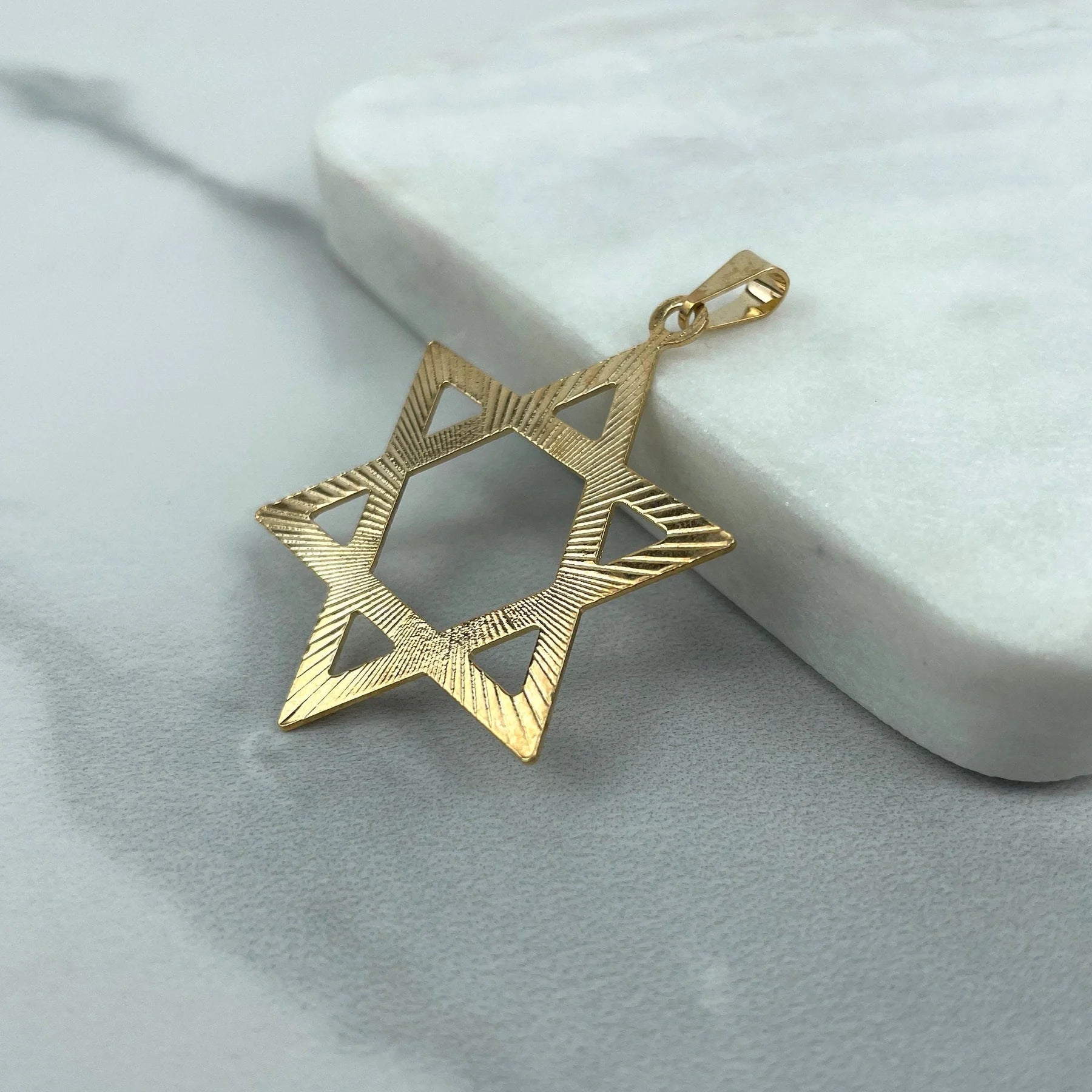 Pendant Texturized Star Of David 18k Gold Filled.  Bundle and Save. FREE SHIPPING on orders of $100 and over.  Sam's Jewelry World USA.