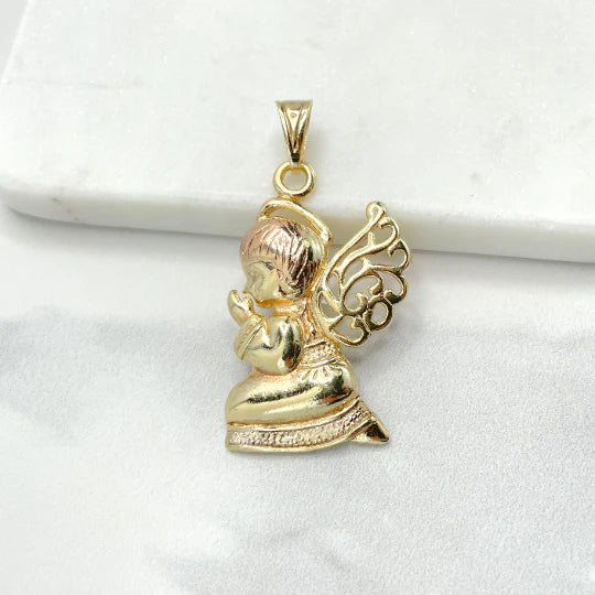 Pendant Two Tone Rose Gold Yellow Gold Angel Praying 18k Gold Filled. Bundle and Save. FREE SHIPPING on orders of $100 and over.  Sam's Jewelry World USA.