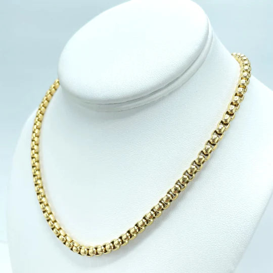 Chain Box Link 14k Gold Plated On Stainless Steel. Bundle and Save. FREE SHIPPING on orders of $100 and over.  Sam's Jewelry World USA.