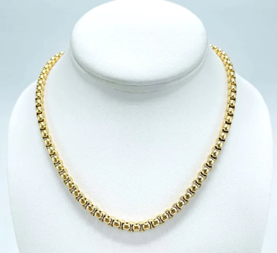 Chain Box Link 14k Gold Plated On Stainless Steel. Bundle and Save. FREE SHIPPING on orders of $100 and over.  Sam's Jewelry World USA.