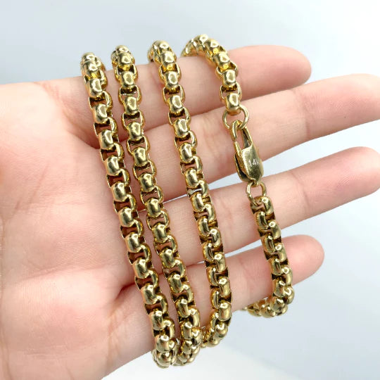 Chain Box Link 14k Gold Plated On Stainless Steel. Bundle and Save. FREE SHIPPING on orders of $100 and over.  Sam's Jewelry World USA.