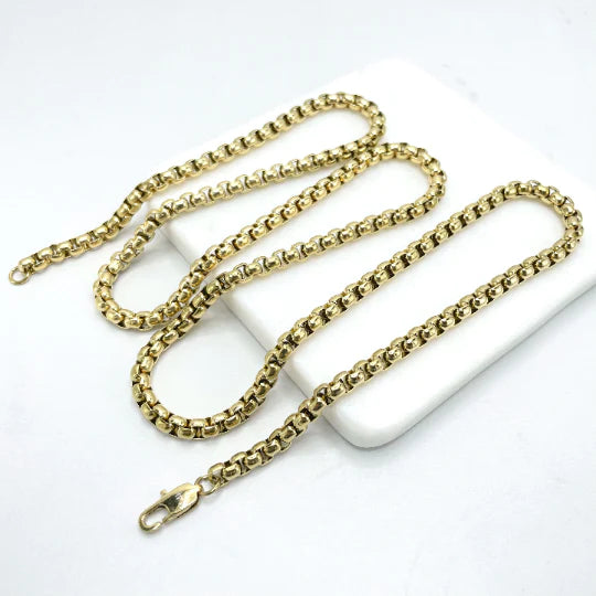 Chain Box Link 14k Gold Plated On Stainless Steel. Bundle and Save. FREE SHIPPING on orders of $100 and over.  Sam's Jewelry World USA.