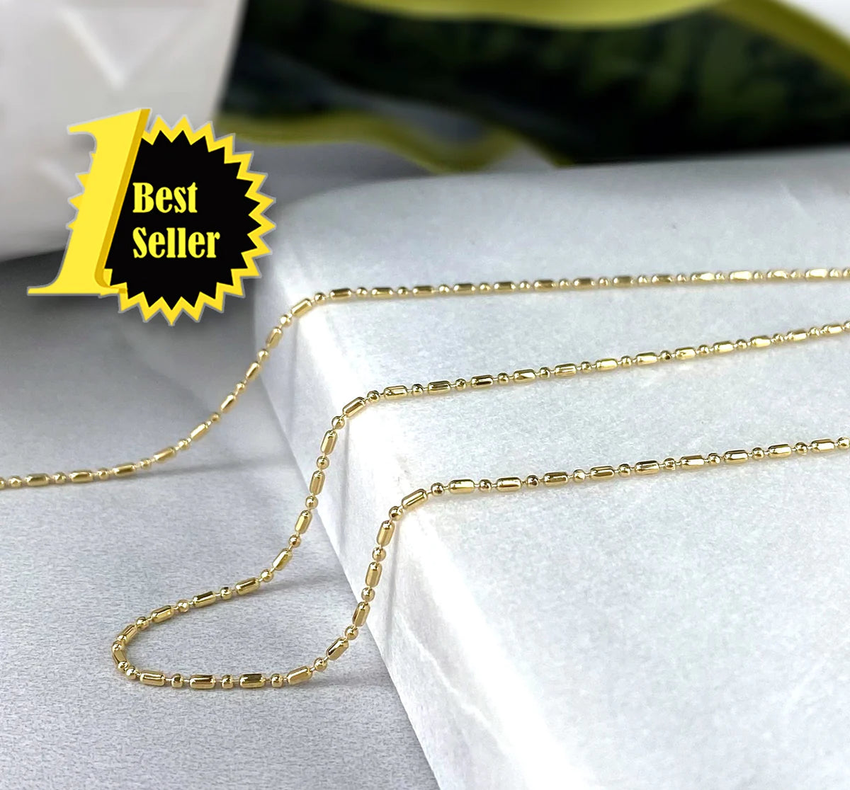 Chain Dash Dot Link 18" 1mm 18k Gold Filled. Bundle and Save. FREE SHIPPING on orders of $100 and over.  Sam's Jewelry World USA.