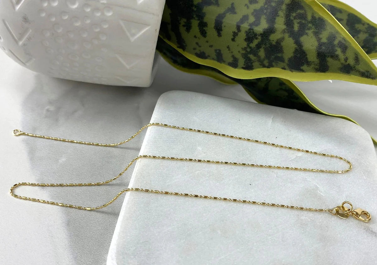 Chain Dash Dot Link 18" 1mm 18k Gold Filled. Bundle and Save. FREE SHIPPING on orders of $100 and over.  Sam's Jewelry World USA.