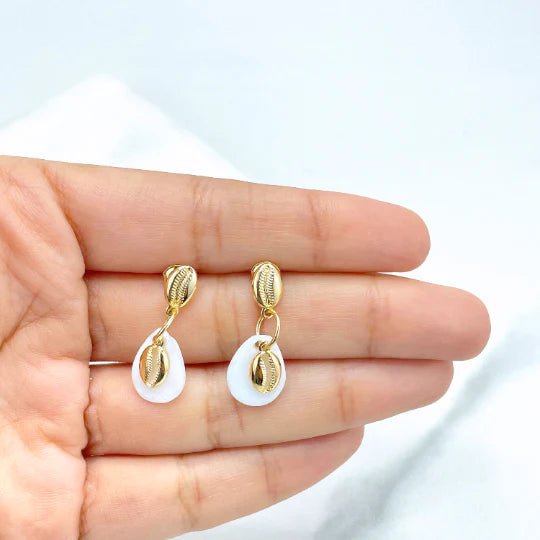 Earrings Gold Sea Shell Earrings, Summer Beach 18k Gold Filled