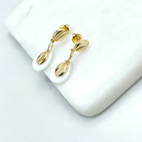 Earrings Gold Sea Shell Earrings, Summer Beach 18k Gold Filled
