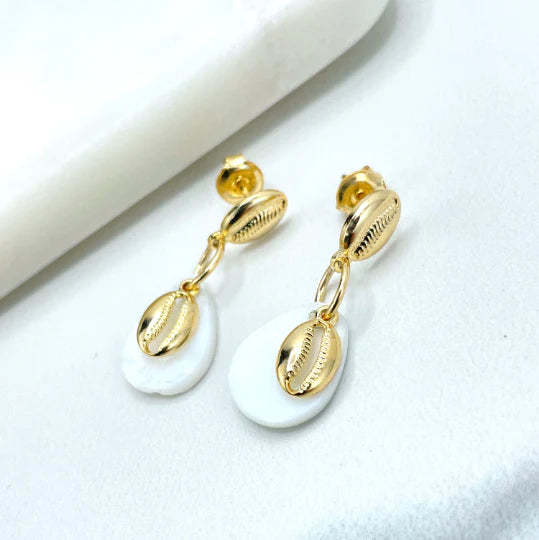 Earrings Gold Sea Shell Earrings, Summer Beach 18k Gold Filled