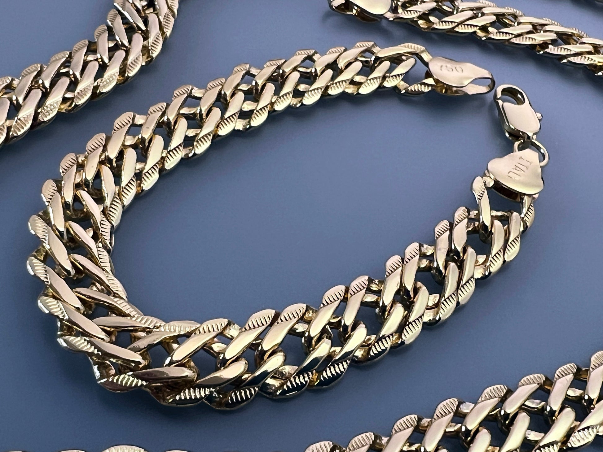 Chain, Bracelet, Ankle Bracelet, MATCHING. Double Layered Cuban Chain 18K Gold Filled Bundle and Save. FREE SHIPPING on orders of $100 and over.  Sam's Jewelry World USA.