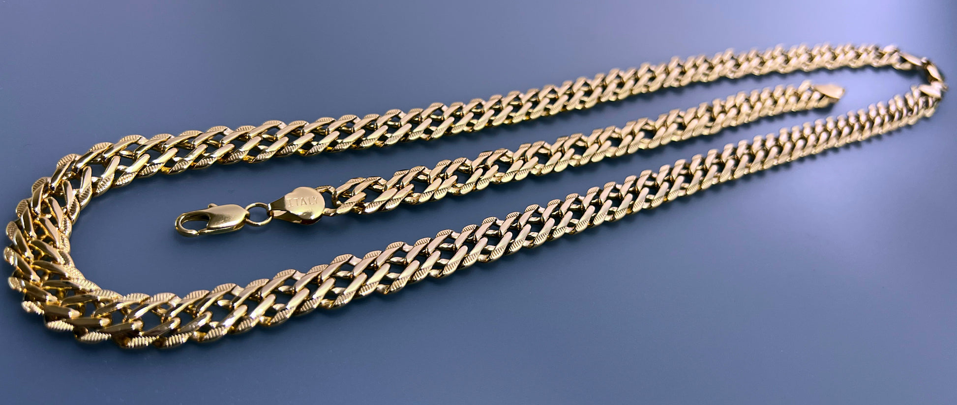 Chain, Bracelet, Ankle Bracelet, MATCHING. Double Layered Cuban Chain 18K Gold Filled Bundle and Save. FREE SHIPPING on orders of $100 and over.  Sam's Jewelry World USA.