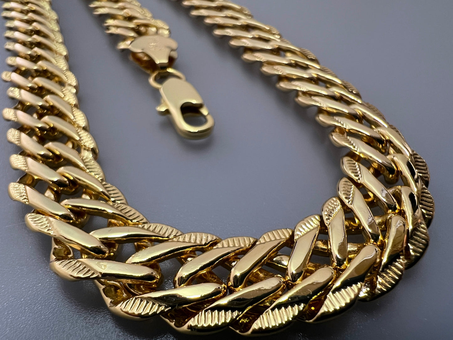 Chain, Bracelet, Ankle Bracelet, MATCHING. Double Layered Cuban Chain 18K Gold Filled Bundle and Save. FREE SHIPPING on orders of $100 and over.  Sam's Jewelry World USA.