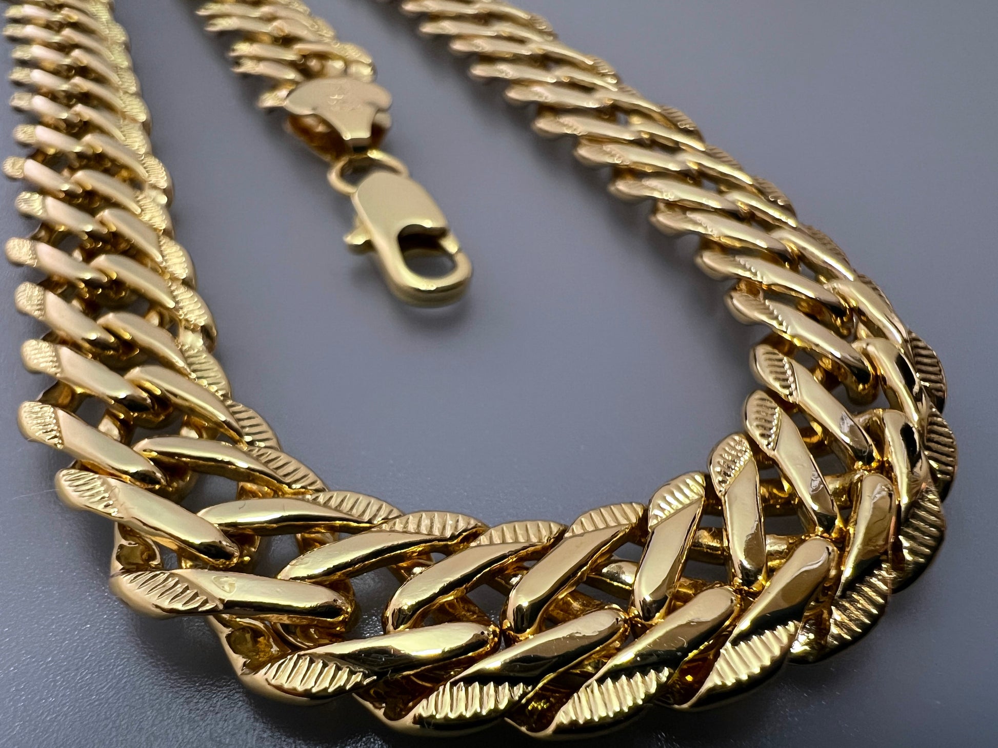 Chain, Bracelet, Ankle Bracelet, MATCHING. Double Layered Cuban Chain 18K Gold Filled Bundle and Save. FREE SHIPPING on orders of $100 and over.  Sam's Jewelry World USA.