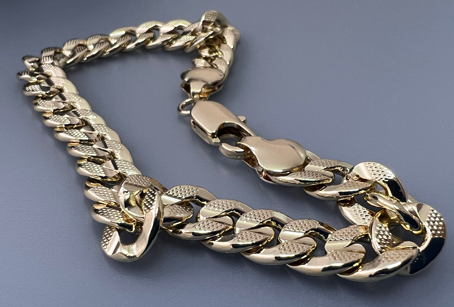 Cuban Link Chain or Bracelet with Diamond Cut 18K Gold Filled