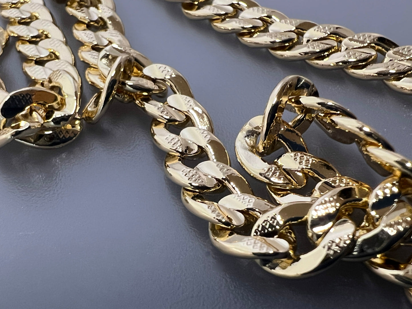Cuban Link Chain or Bracelet with Diamond Cut 18K Gold Filled